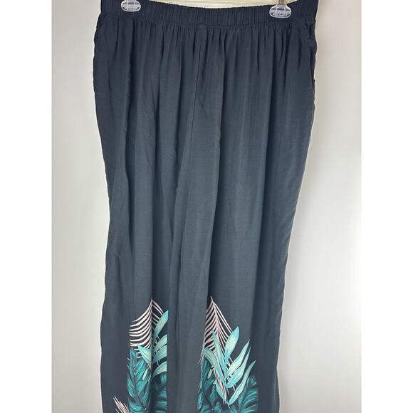 NWT Swim by Cacique Wide Leg Lounge Pants Black Tropical Print Plus Size 26/28 - Picture 7 of 13